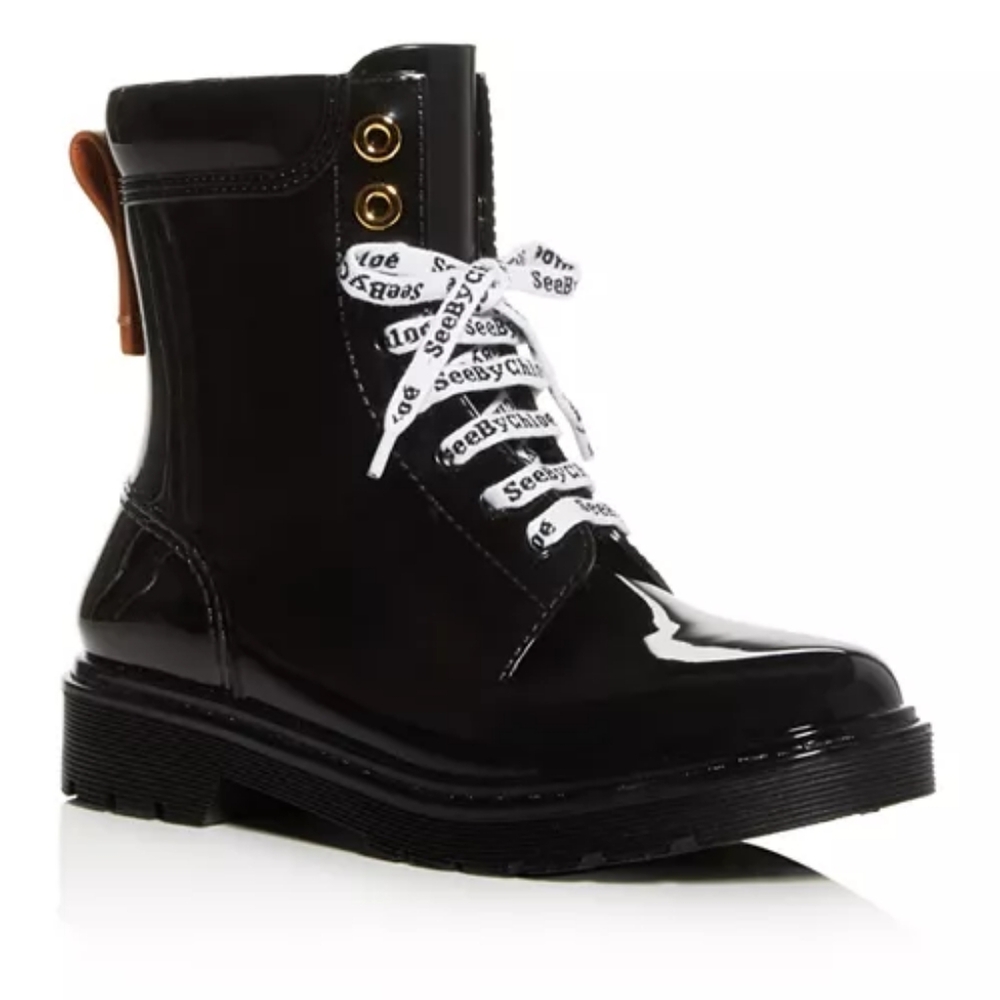 See by Chloé Black Florrie Rain Boots